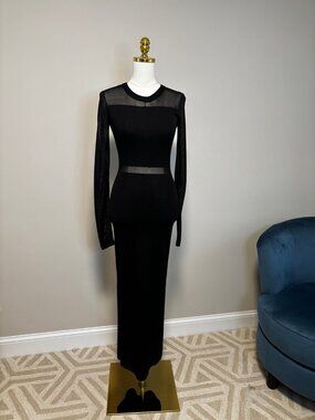 NWT TOTEME Black Semi-Sheer Knit Cocktail Maxi Dress S — Repaired